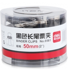 得力（deli）筒裝長尾票夾黑色 50mm 1# 8561（12只/筒，48筒/件）