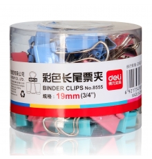 嚴(yán)采/得力（deli）筒裝長(zhǎng)尾票夾彩色 19mm 5# 8555（40只/筒，96筒/件）