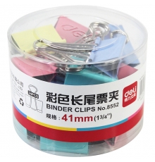 嚴(yán)采/得力（deli）筒裝長(zhǎng)尾票夾彩色 41mm 2# 8552（24只/筒，36筒/件）