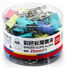 嚴采/得力（deli）筒裝長尾票夾彩色 25mm 4# 8554（48只/筒，48筒/件）
